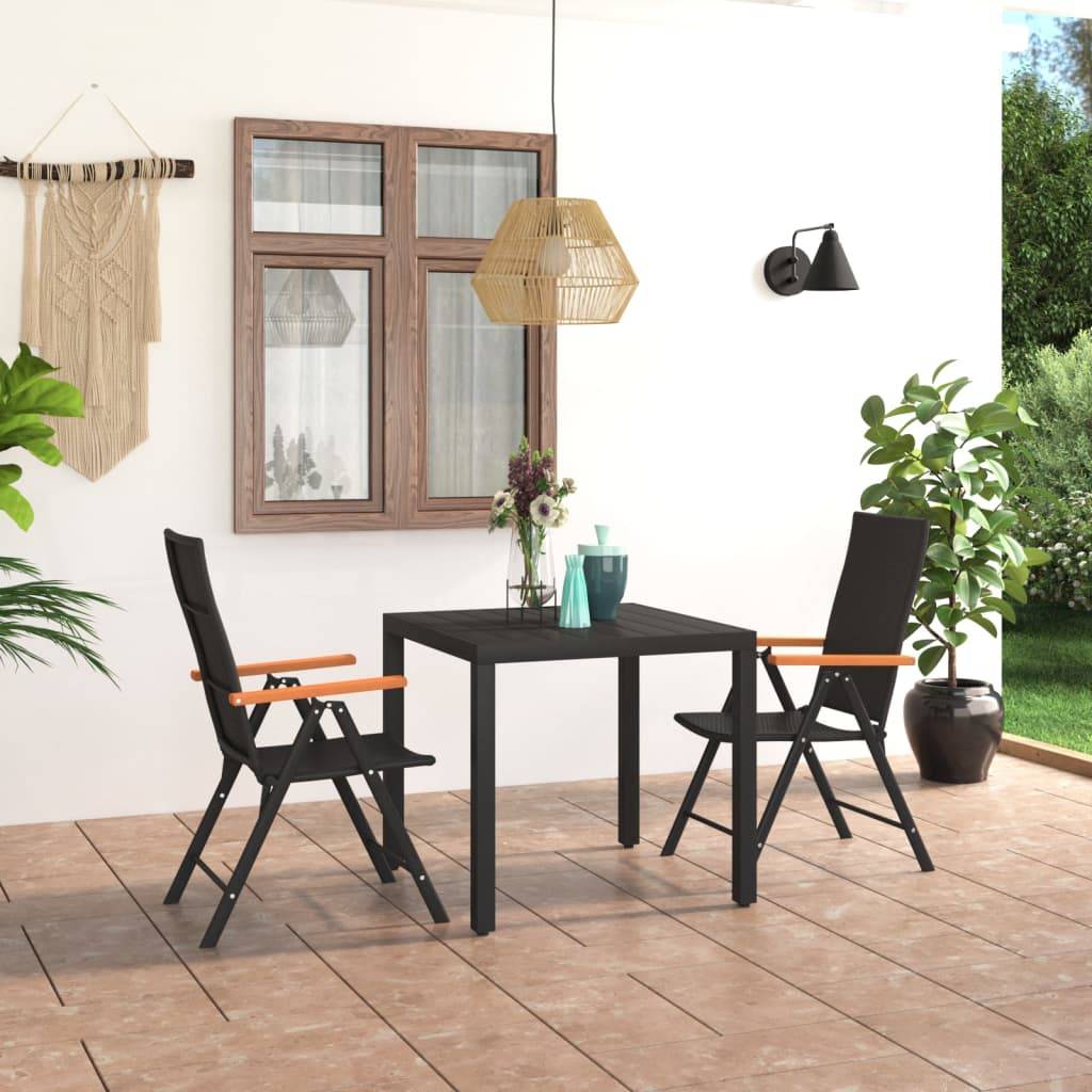 Vidaxl - Ensemble à manger de jardin 3 pcs noir et marron vidaXL 3060082 - Imagen 1