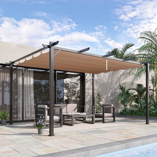Pergola Aluminium Toit Rétractable Tonnelle Terrasse Jardin 3x4m Ombrage - ComfortXL Outdoor Living - Image 1