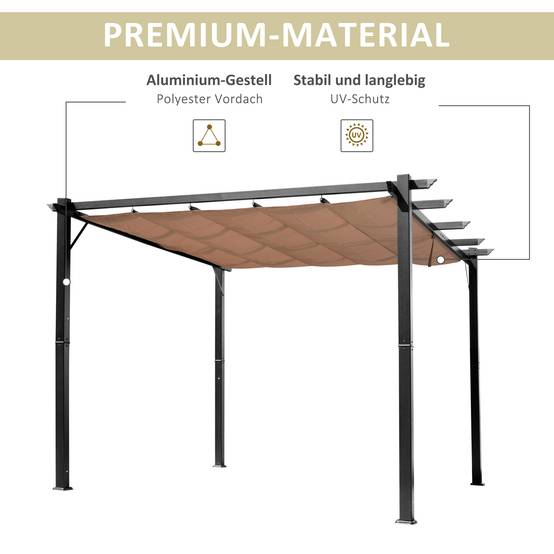 Pergola Aluminium Toit Rétractable Tonnelle Terrasse Jardin 3x4m Ombrage - ComfortXL Outdoor Living - Image 5