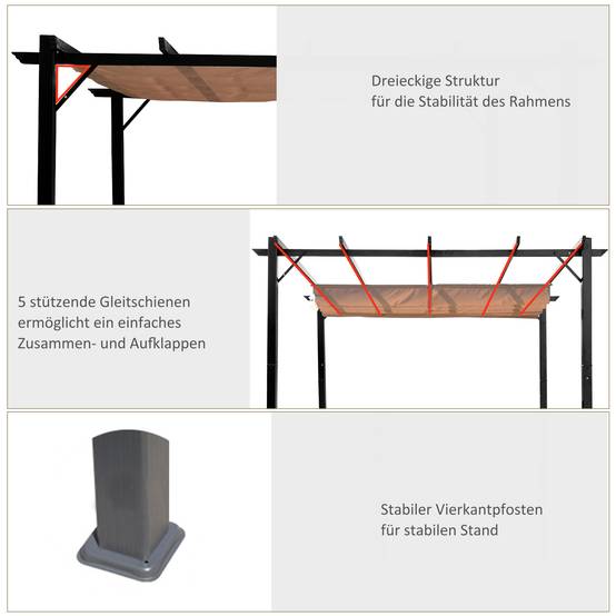 Pergola Aluminium Toit Rétractable Tonnelle Terrasse Jardin 3x4m Ombrage - ComfortXL Outdoor Living - Image 6