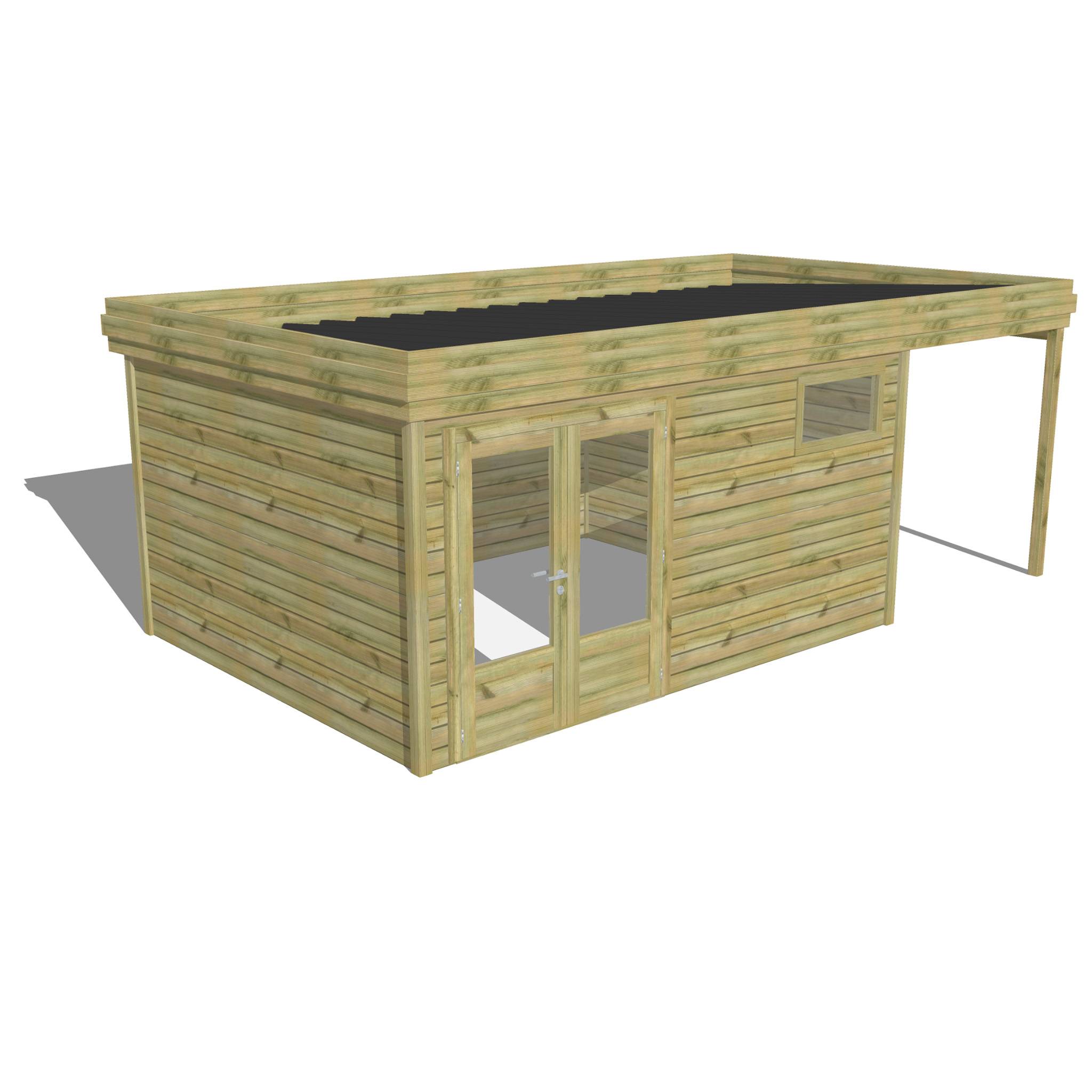 Abri Français - ABRI DE JARDIN bois Pin traité autoclave 27mm - 6,34x3,44m / 22m2 - Bac acier - Abri Français - Image 1