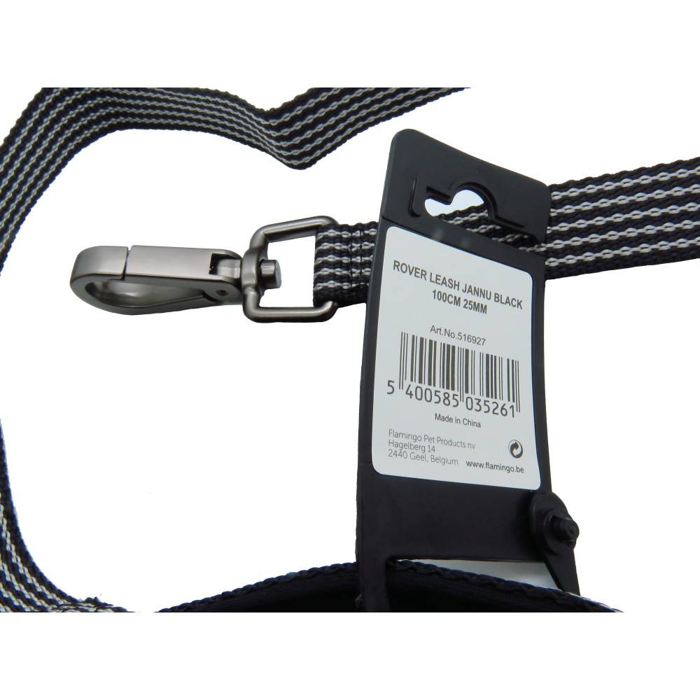 Laisse jannu noir 1 mètre x 25 mm pour chien. - Imagen 3