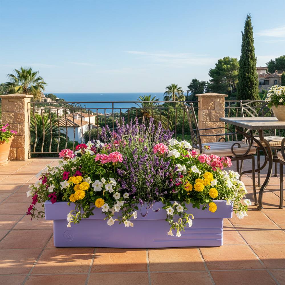 Jardinière design effet pierre 70l avec réserve d'eau-plast'up rotomoulage - Imagen 2
