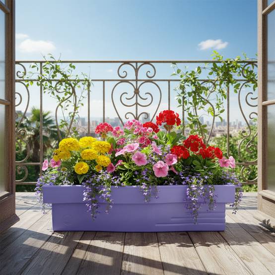 Jardinière design effet pierre 70l avec réserve d'eau-plast'up rotomoulage - Imagen 4