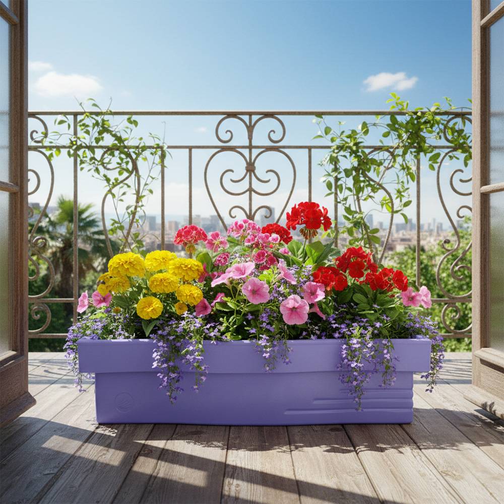 Jardinière design effet pierre 70l avec réserve d'eau-plast'up rotomoulage - Imagen 4
