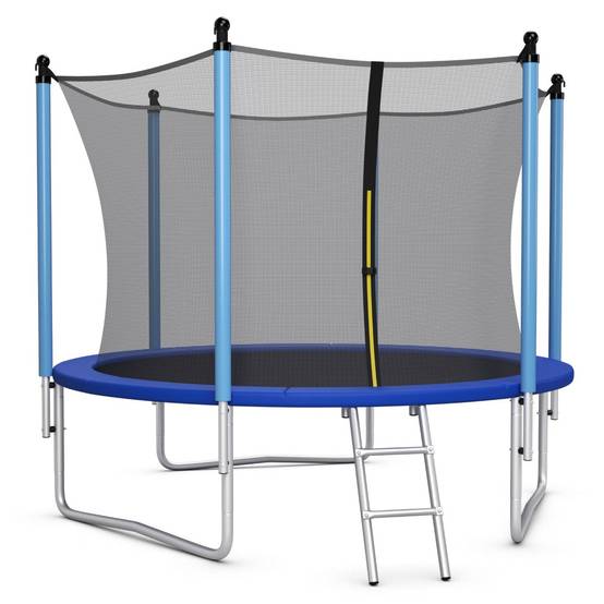 Helloshop26 - Trampoline extérieur diamètre 305cm echelle filet de sécurité tapis de saut tuyau galvanisé antirouille pour enfants charge 100 kg - Imagen 1