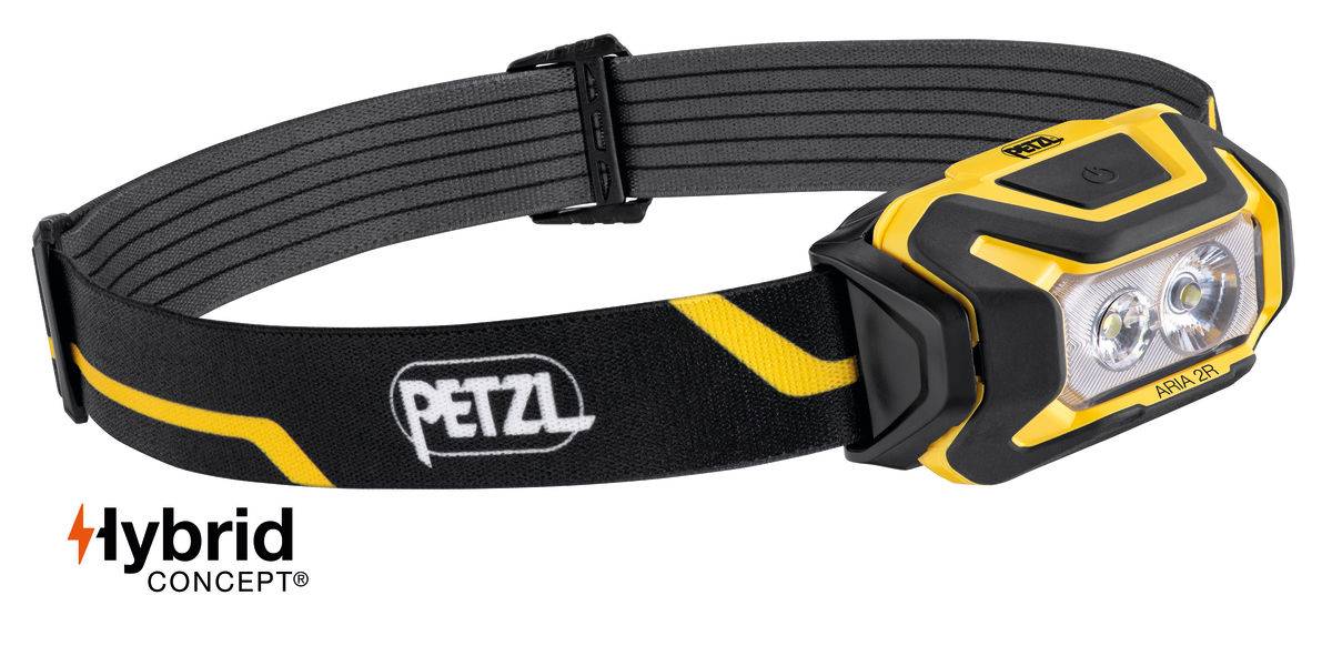 Lampe frontale compacte PETZL Aria 2R Etanche - 600 lumens - Noir/Jaune - Batterie incluse - E071AA00 - Imagen 1