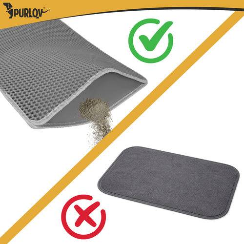 Tapis pour bac à litière Purlov 75 x 55 cm gris double couche en mousse EVA alvéolée - Image 2