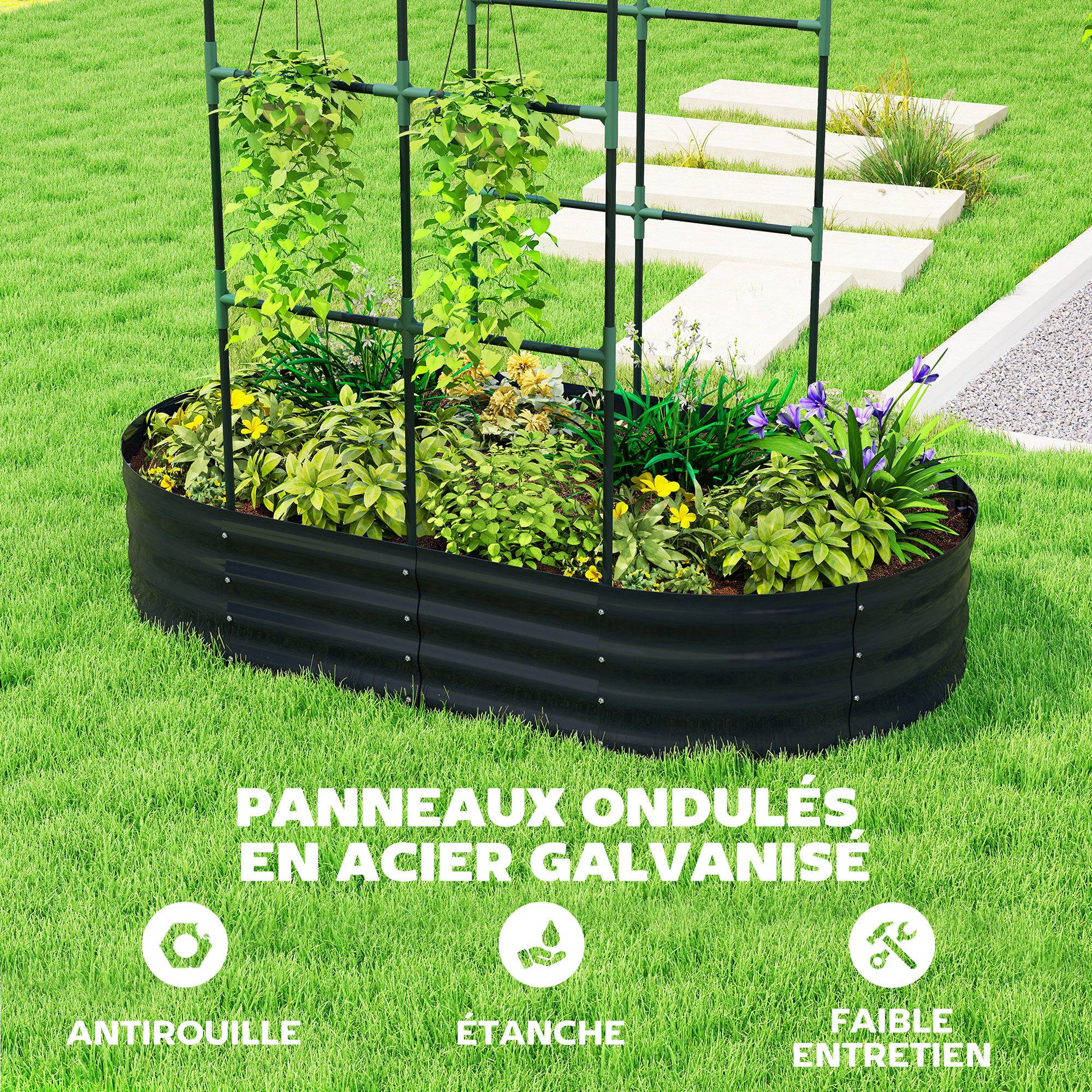 PANGIVO - Jardinière avec treillis acier galvanisé gris foncé 160 x 90 x 180 cm - PANGIVO - Image 8