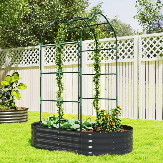 PANGIVO - Jardinière avec treillis acier galvanisé gris foncé 160 x 90 x 180 cm - PANGIVO - Image 4