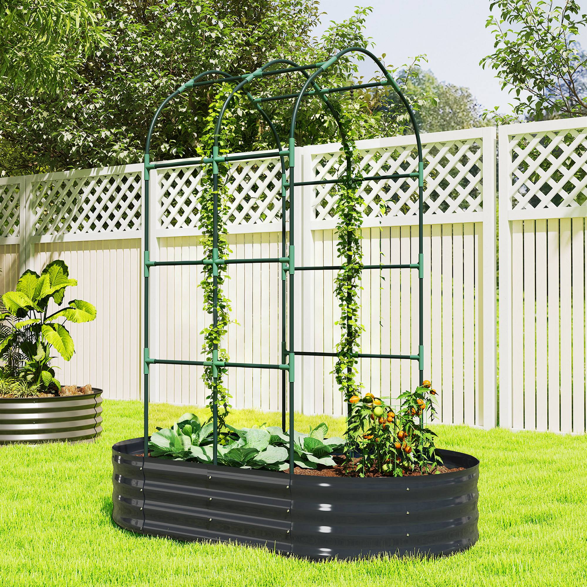 PANGIVO - Jardinière avec treillis acier galvanisé gris foncé 160 x 90 x 180 cm - PANGIVO - Image 4