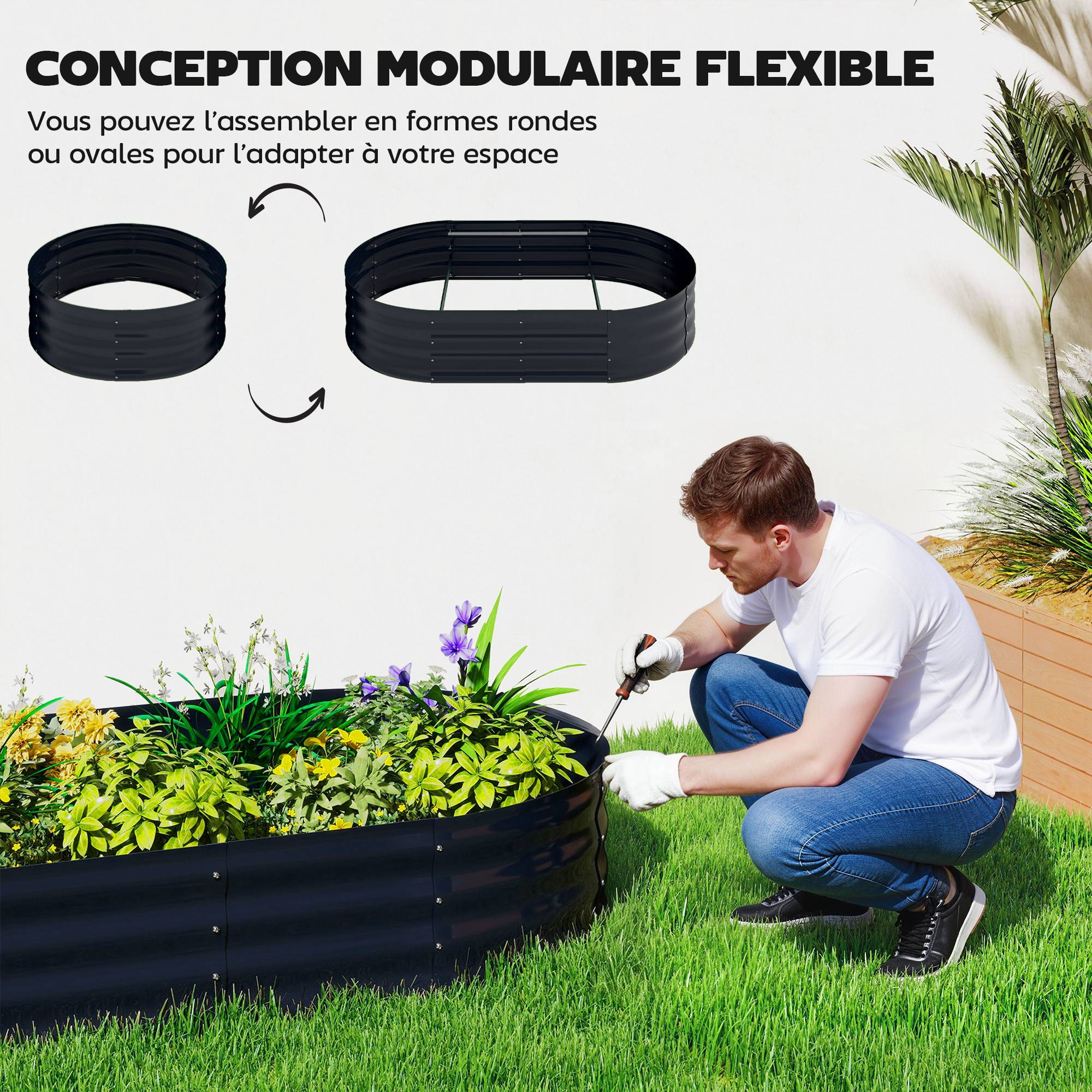 PANGIVO - Jardinière avec treillis acier galvanisé gris foncé 160 x 90 x 180 cm - PANGIVO - Image 9