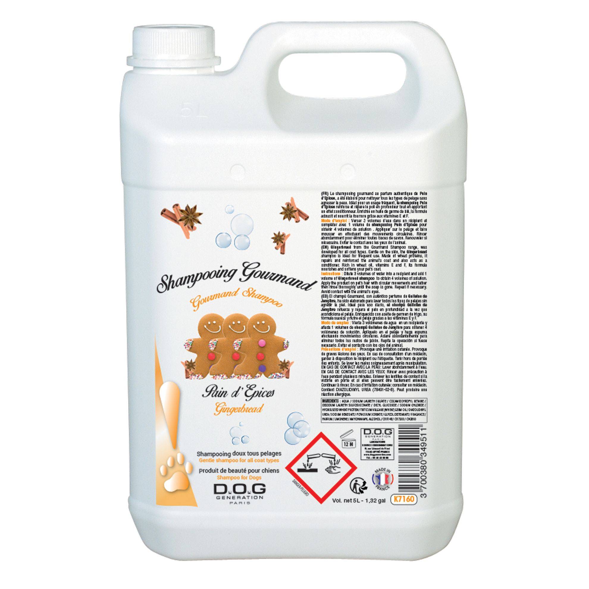 Shampooing Gourmand Pain d'épices : 5 litres DOG GENERATION
