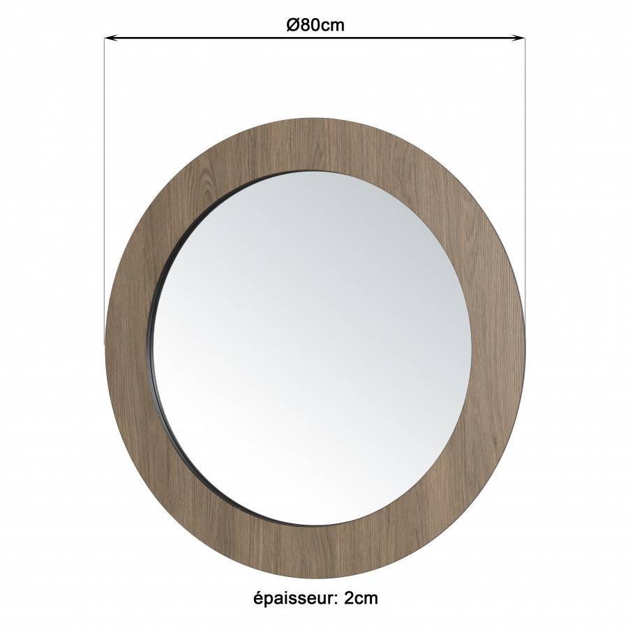 Macabane - FLEUR - Miroir rond 80x80cm couleur mocha - Imagen 10