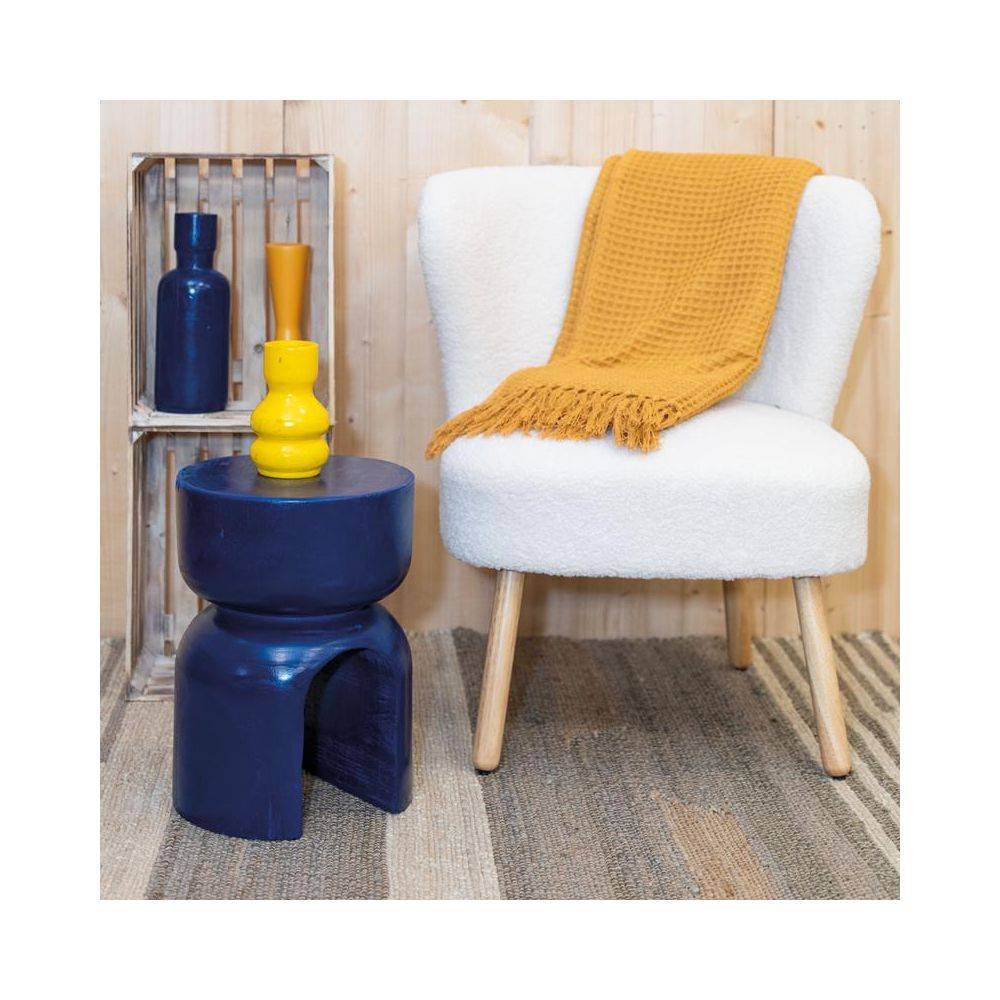 Aubry Gaspard - Tabouret en bois paulownia Molaire Bleu - Image 2