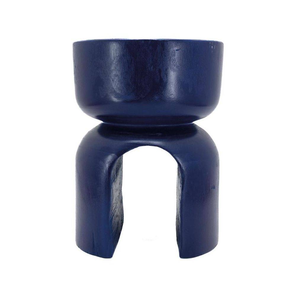 Aubry Gaspard - Tabouret en bois paulownia Molaire Bleu - Image 3