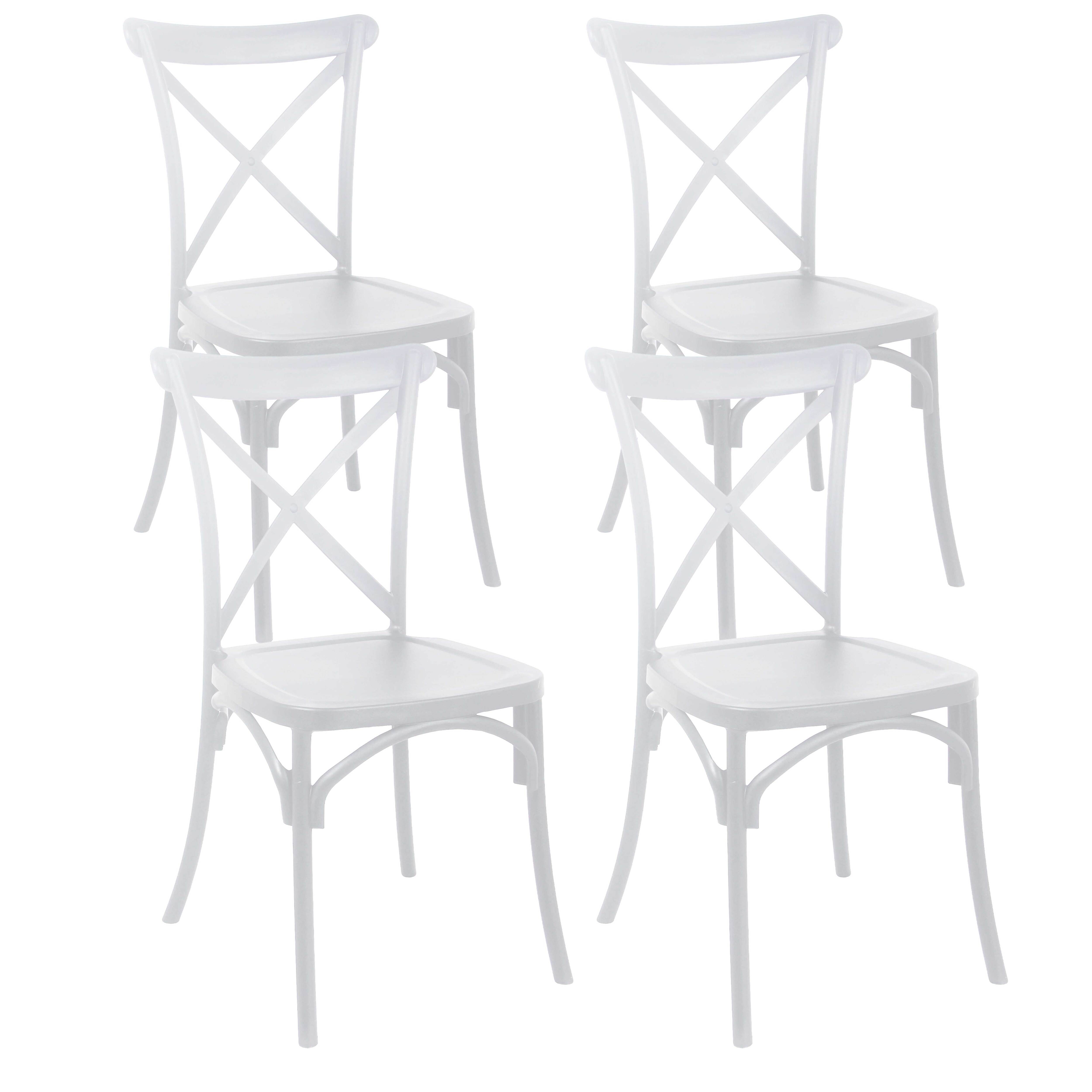 Oviala - Lot de 4 chaises de terrasse en plastique blanc Dublin - Oviala - Imagen 1