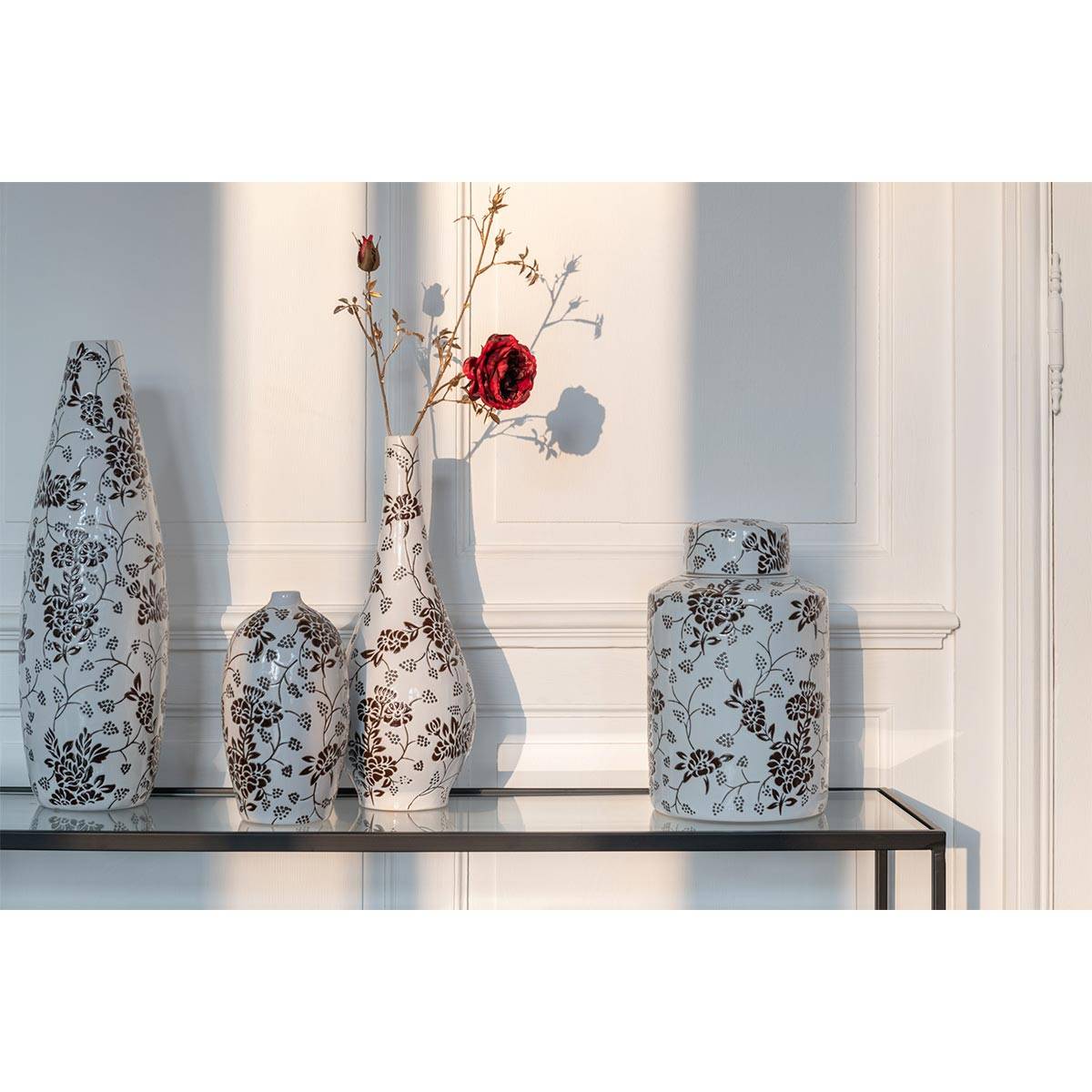 J-Line - Vase Déco en Porcelaine "Zen" 53cm Noir & Blanc - Image 3