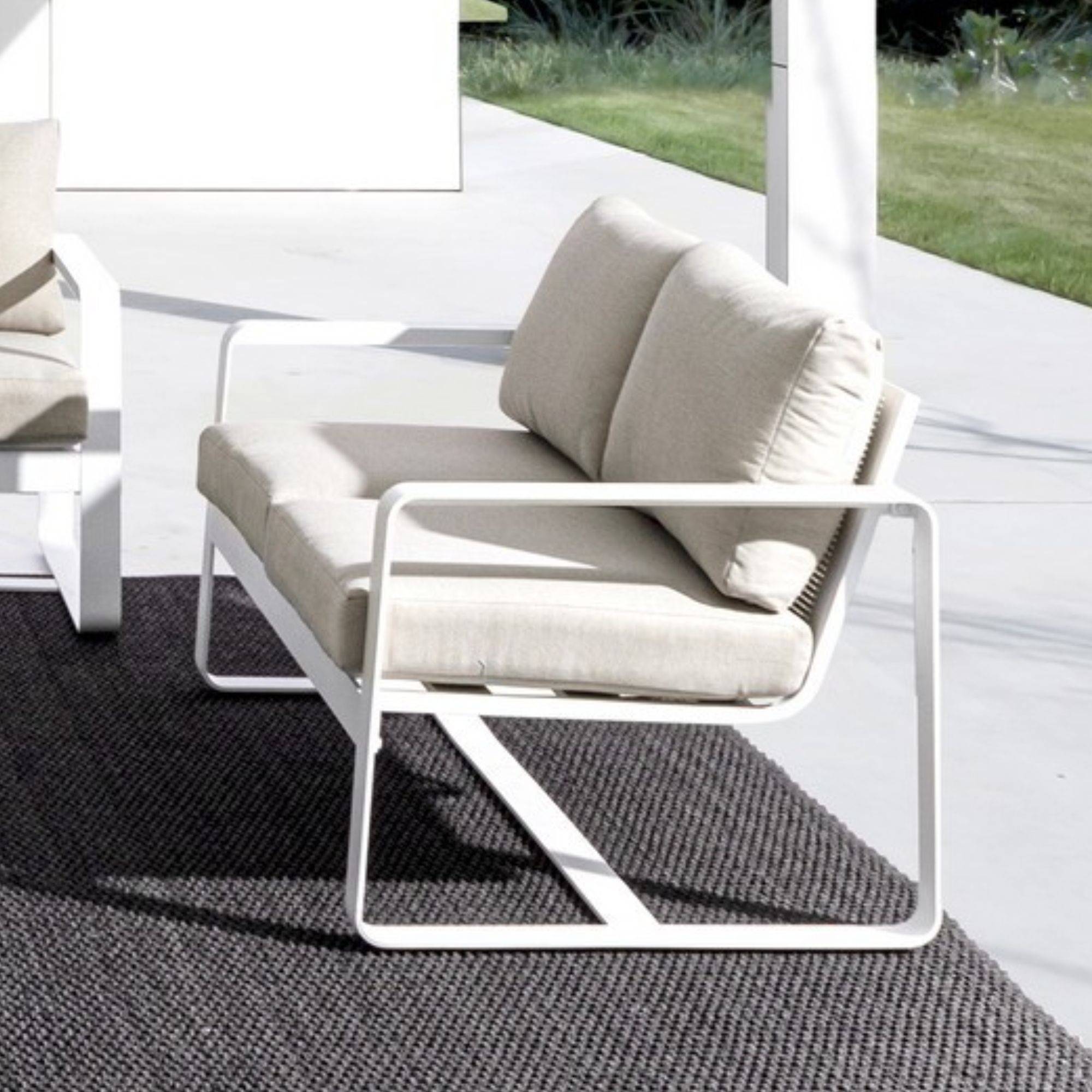Autre - Canapé de jardin 2 places en métal et coussins tissu - ETRETAT - Imagen 2