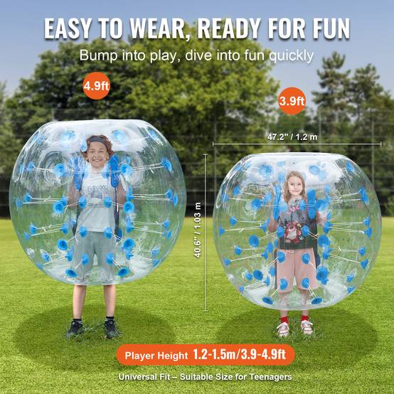 Vevor - VEVOR Bulle gonflable 1.2m pois bleu, PVC 0.8mm, pour jeux en plein air, adolescents/adultes. - Image 3