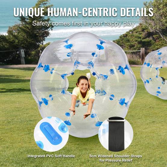 Vevor - VEVOR Bulle gonflable 1.2m pois bleu, PVC 0.8mm, pour jeux en plein air, adolescents/adultes. - Image 4