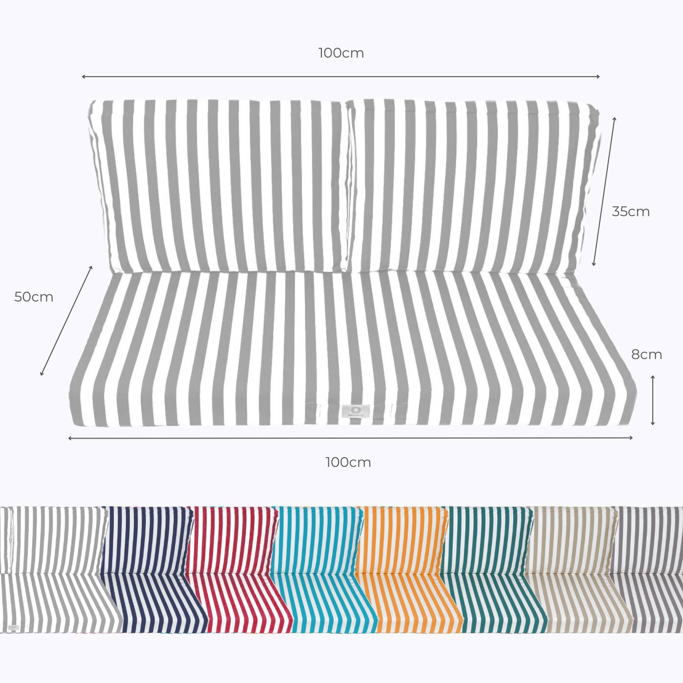 Coussins pour salon de jardin déhoussable 100x50cm Rayure gris clair - Déco arts - Image 5
