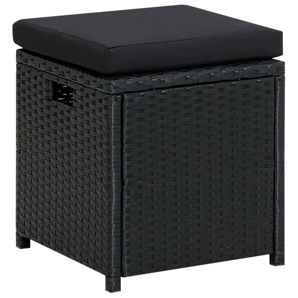Helloshop26 - Salon de jardin meuble d'extérieur ensemble de mobilier 6 pièces avec coussins résine tressée noir - Imagen 8