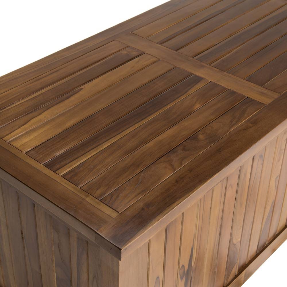 Macabane - MAEVA - Coffre de jardin piscine en bois teck huilé 165x55cm - Imagen 6
