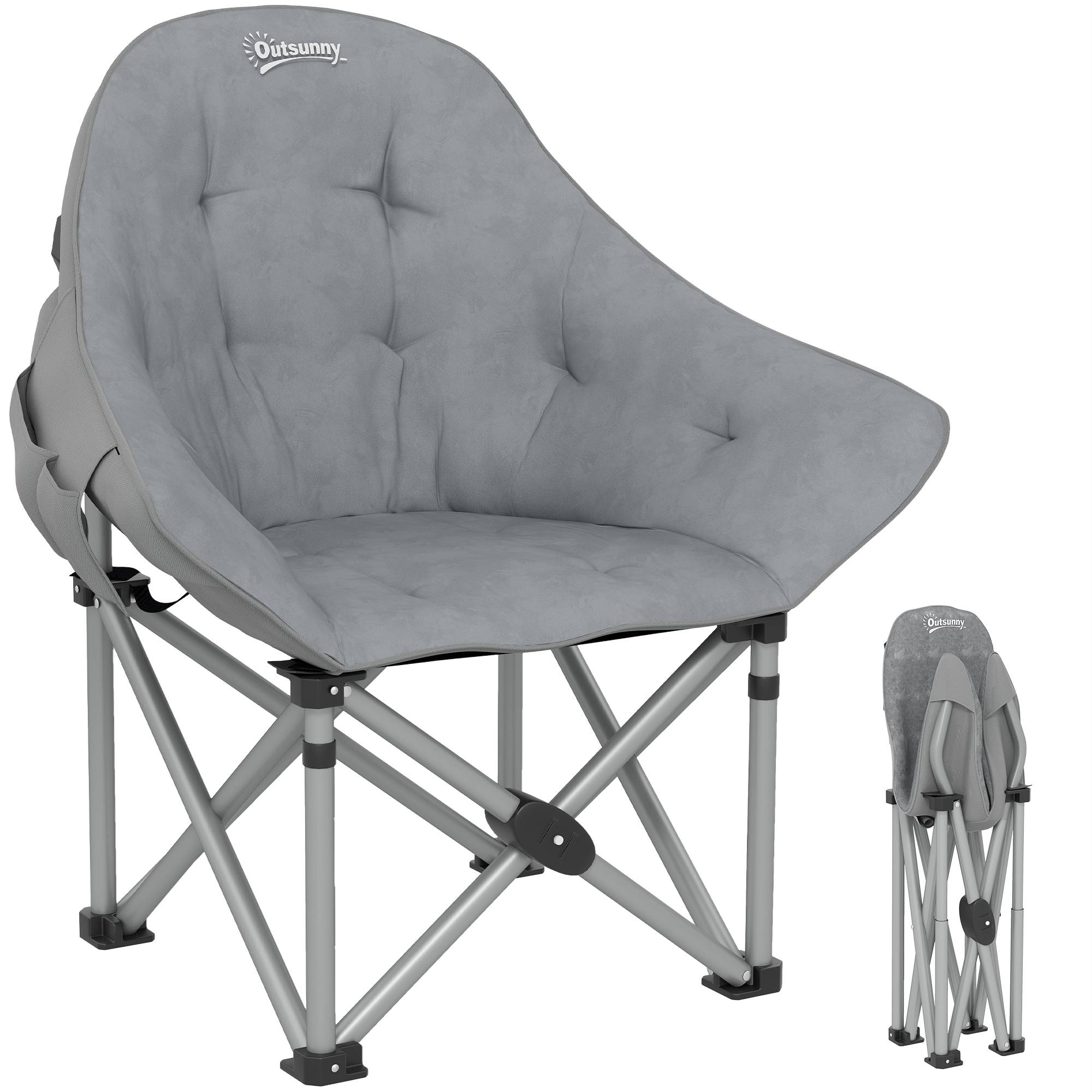 Chaise de camping pliante métal gris foncé 90 x 63 x 100 cm - PANGIVO - Image 1