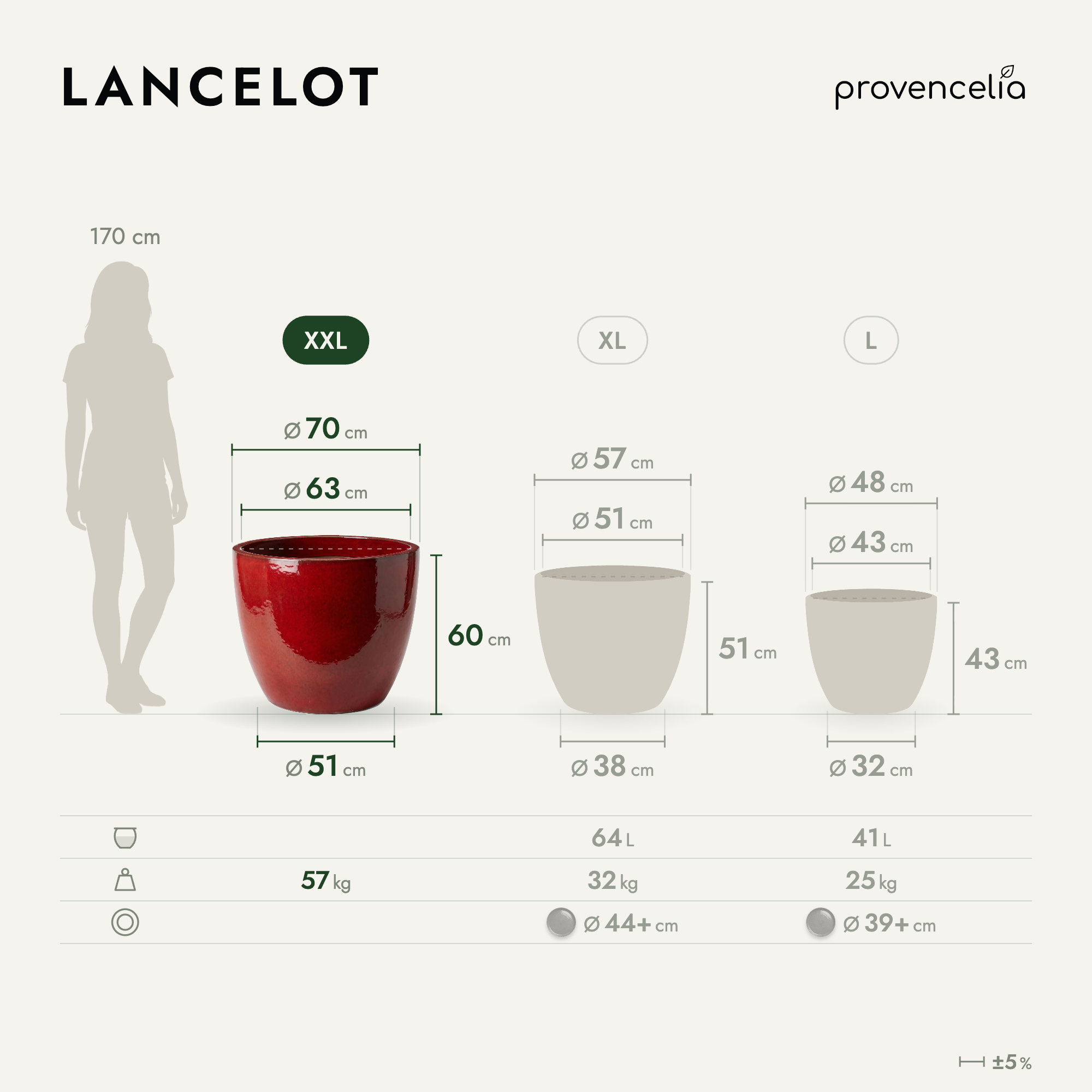 Provencelia - Pot LANCELOT 70x60cm rouge tropical - Image 2