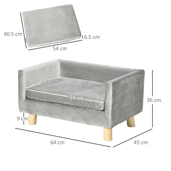 Canapé scandinave animaux bois intérieur coussin velours 64cm gris - ComfortXL Outdoor Living - Image 5