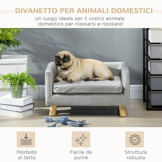 Canapé scandinave animaux bois intérieur coussin velours 64cm gris - ComfortXL Outdoor Living - Image 6