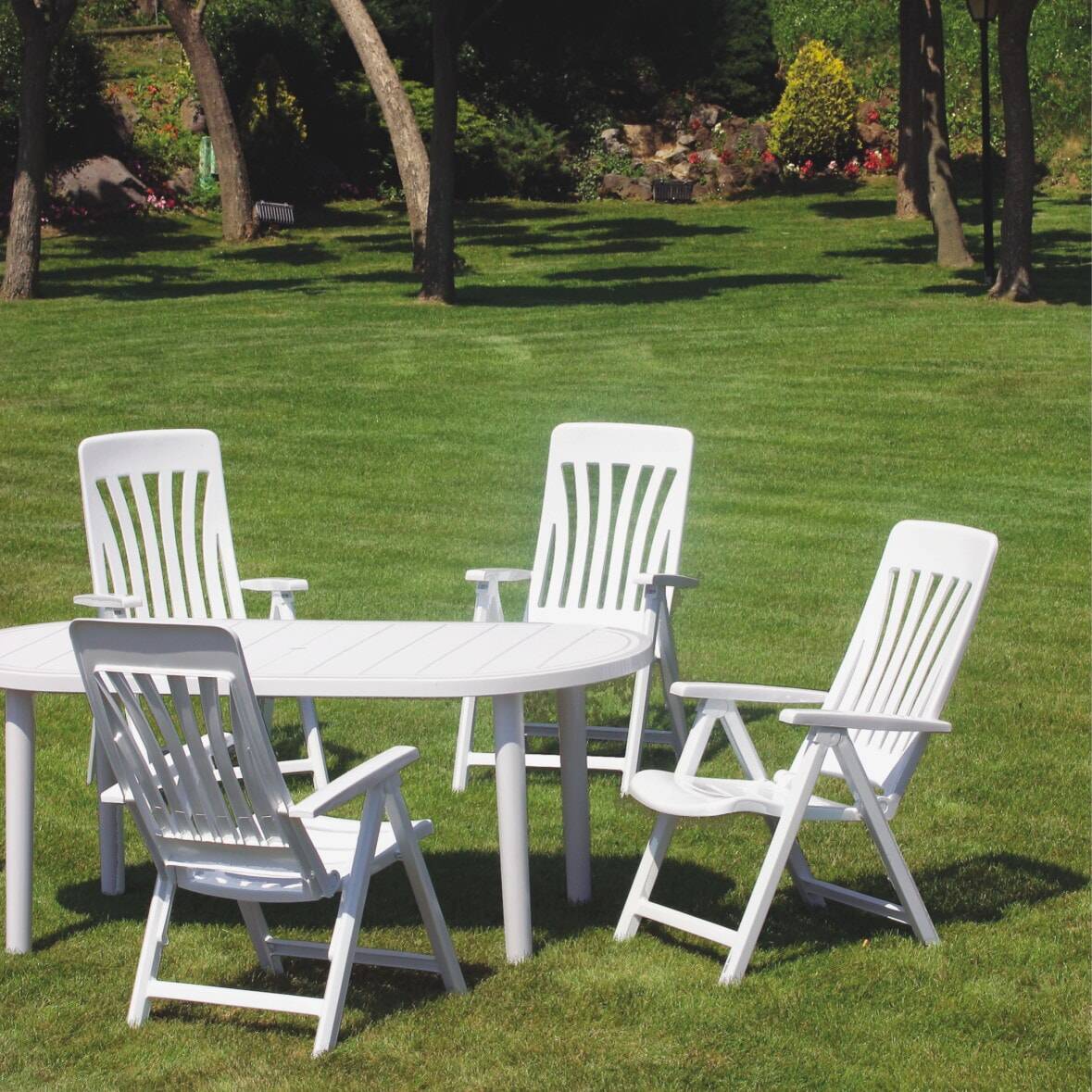 Table ovale extérieur 180x90 blanc OLOT garbar - Image 5