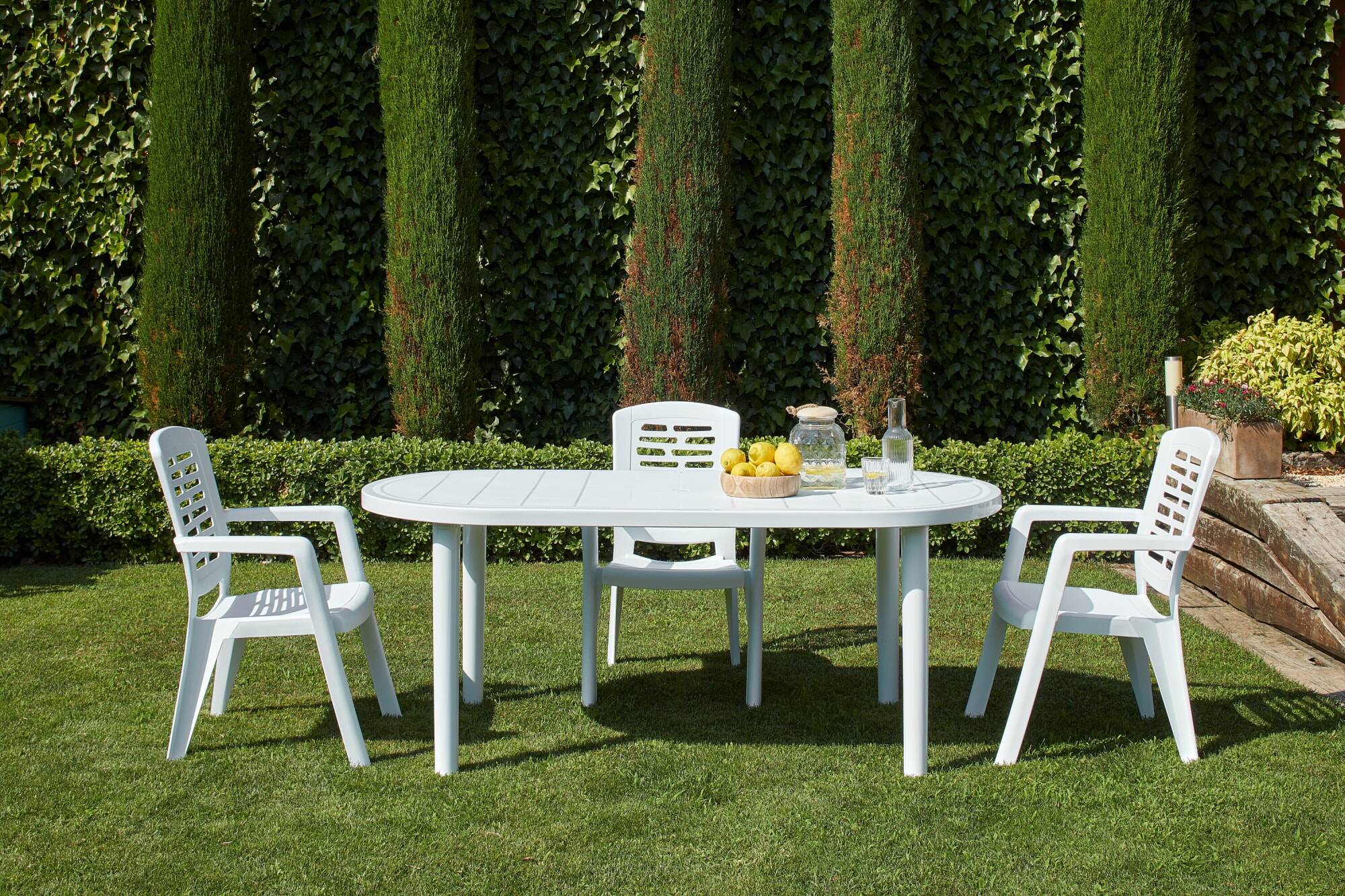 Table ovale extérieur 180x90 blanc OLOT garbar - Image 4