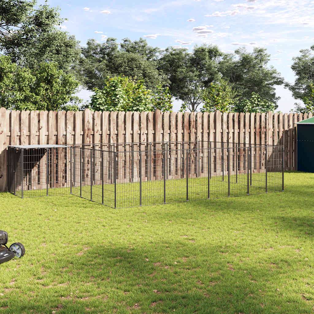 Vidaxl - Chenil Noir 15,73 m² Acier vidaXL 3082214 - Imagen 1