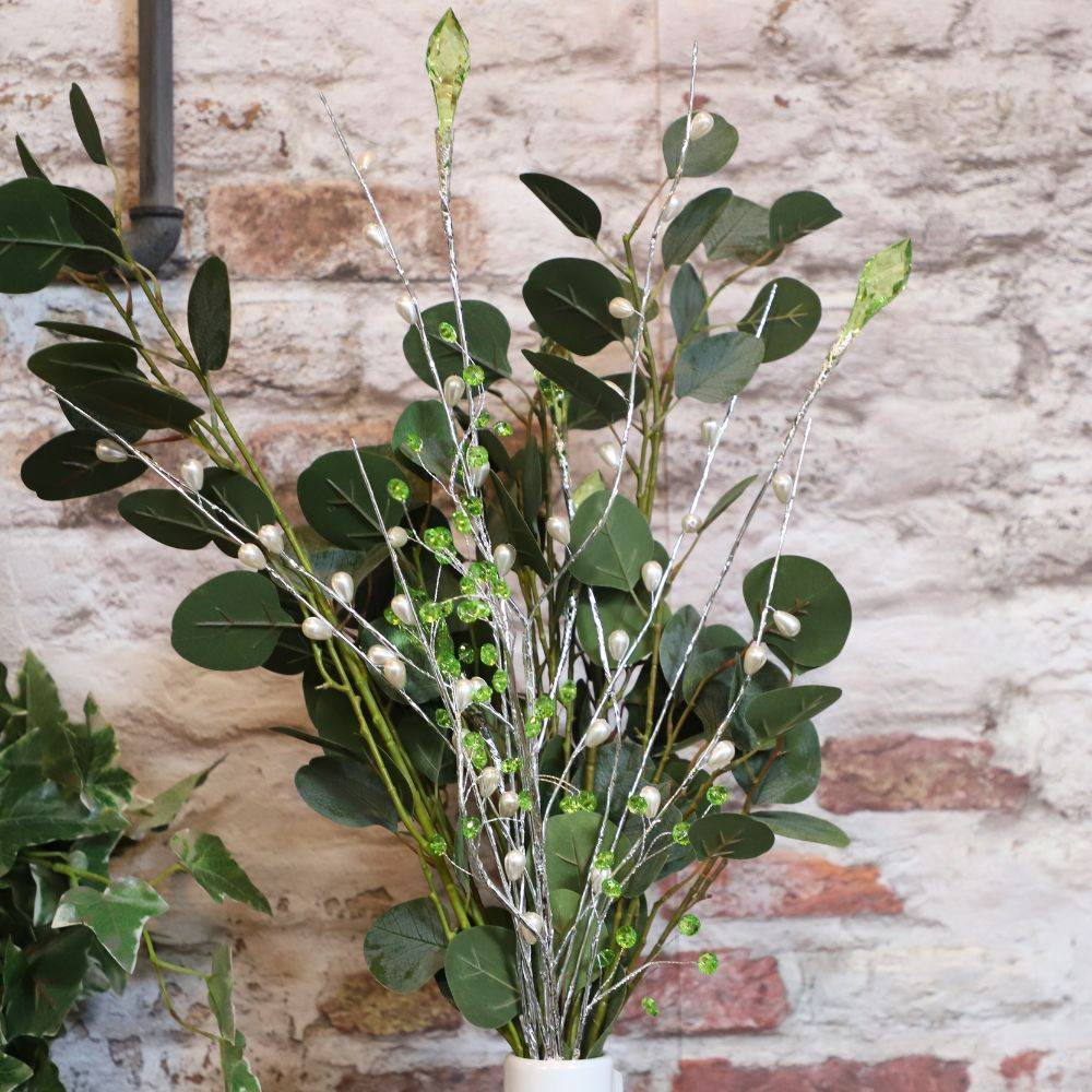 Branche de Fleurs «Cristal» en verre vert 90cm Chemin de campagne - Imagen 4
