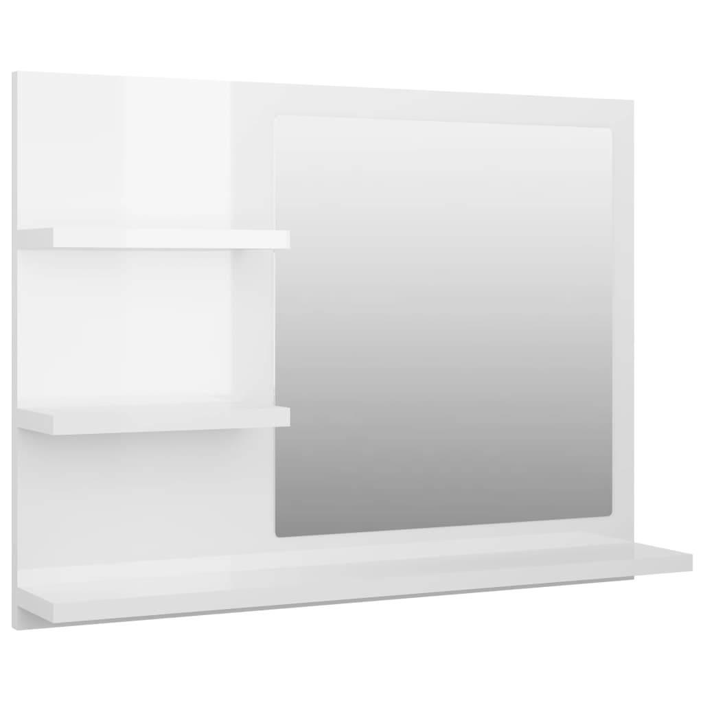 Helloshop26 - Miroir de salle de bain 60 x 10,5 x 45 cm aggloméré blanc brillant - Imagen 1