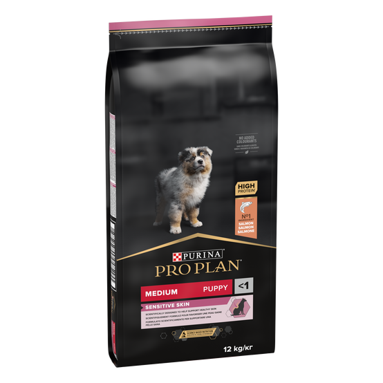 Purina Pro Plan - PRO PLAN Chien Medium Puppy Sensitive Skin Riche en Saumon 12 KG