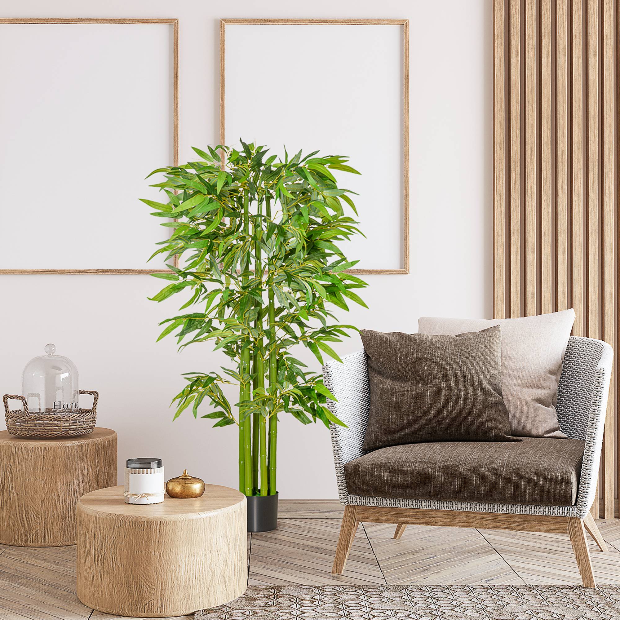 Bambou artificiel en pot plastique décoration intérieur ambiance zen naturel 160cm vert - ComfortXL Outdoor Living - Image 4