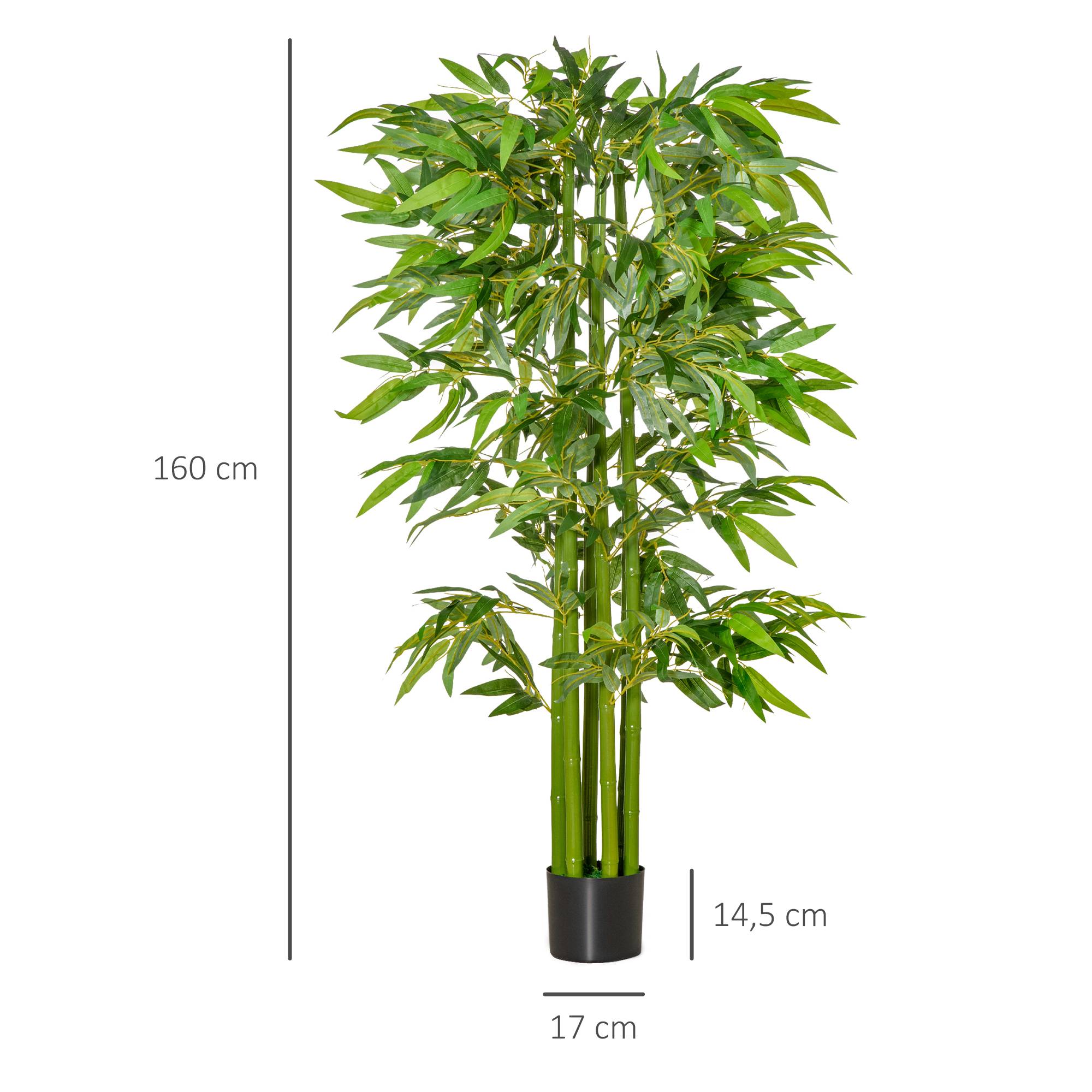 Bambou artificiel en pot plastique décoration intérieur ambiance zen naturel 160cm vert - ComfortXL Outdoor Living - Image 5