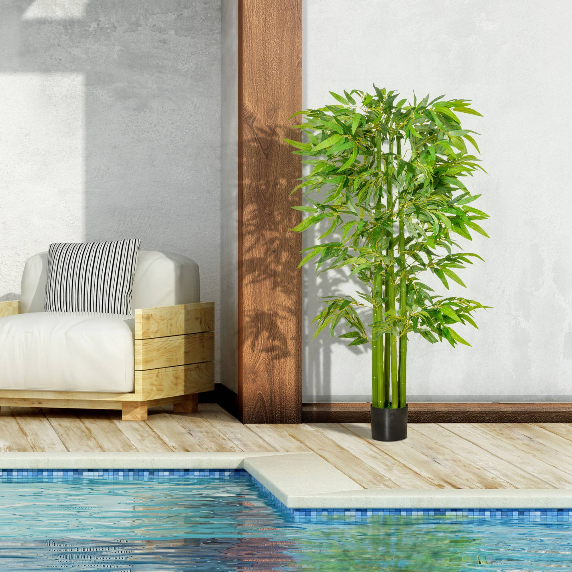 Bambou artificiel en pot plastique décoration intérieur ambiance zen naturel 160cm vert - ComfortXL Outdoor Living - Image 6