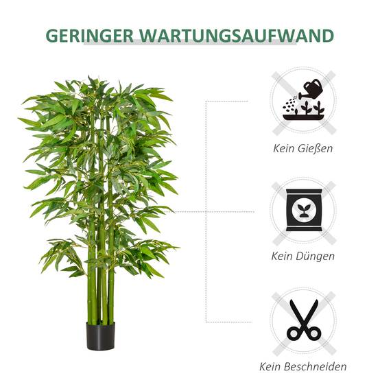 Bambou artificiel en pot plastique décoration intérieur ambiance zen naturel 160cm vert - ComfortXL Outdoor Living - Image 8