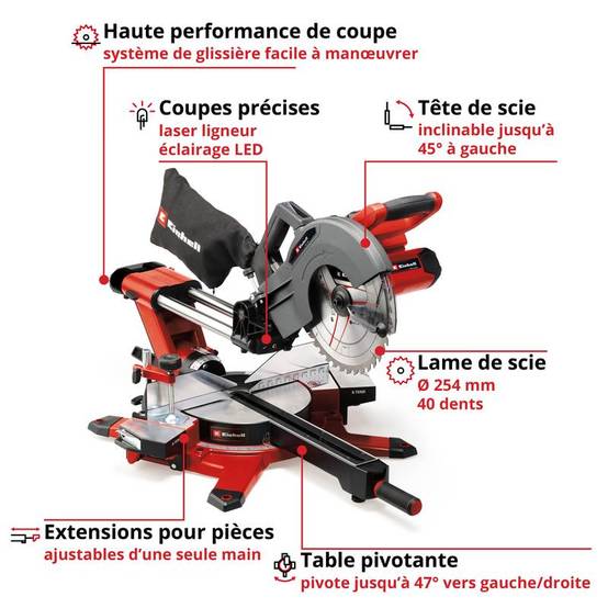 Einhell - Scie à onglet radiale sans fil TE-SM 36/254 L Li-Solo - Image 2