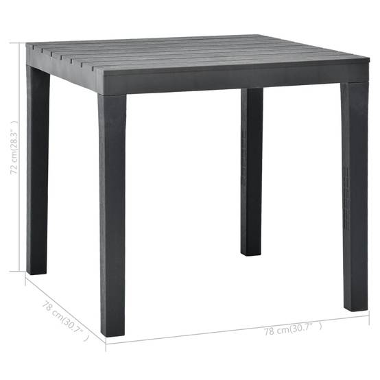 Table de jardin plastique anthracite 78 x 78 x 72 cm - PANGIVO - Image 5