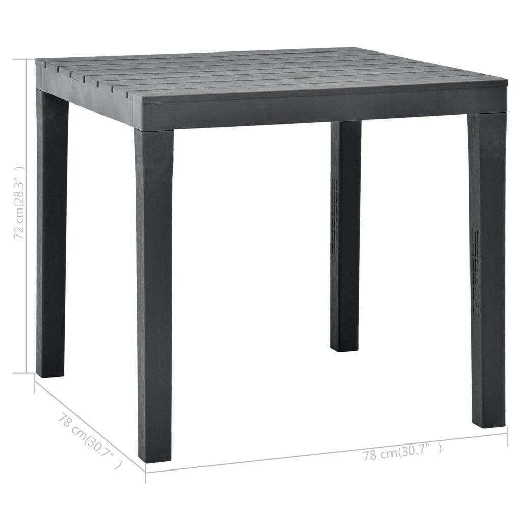 Table de jardin plastique anthracite 78 x 78 x 72 cm - PANGIVO - Image 5