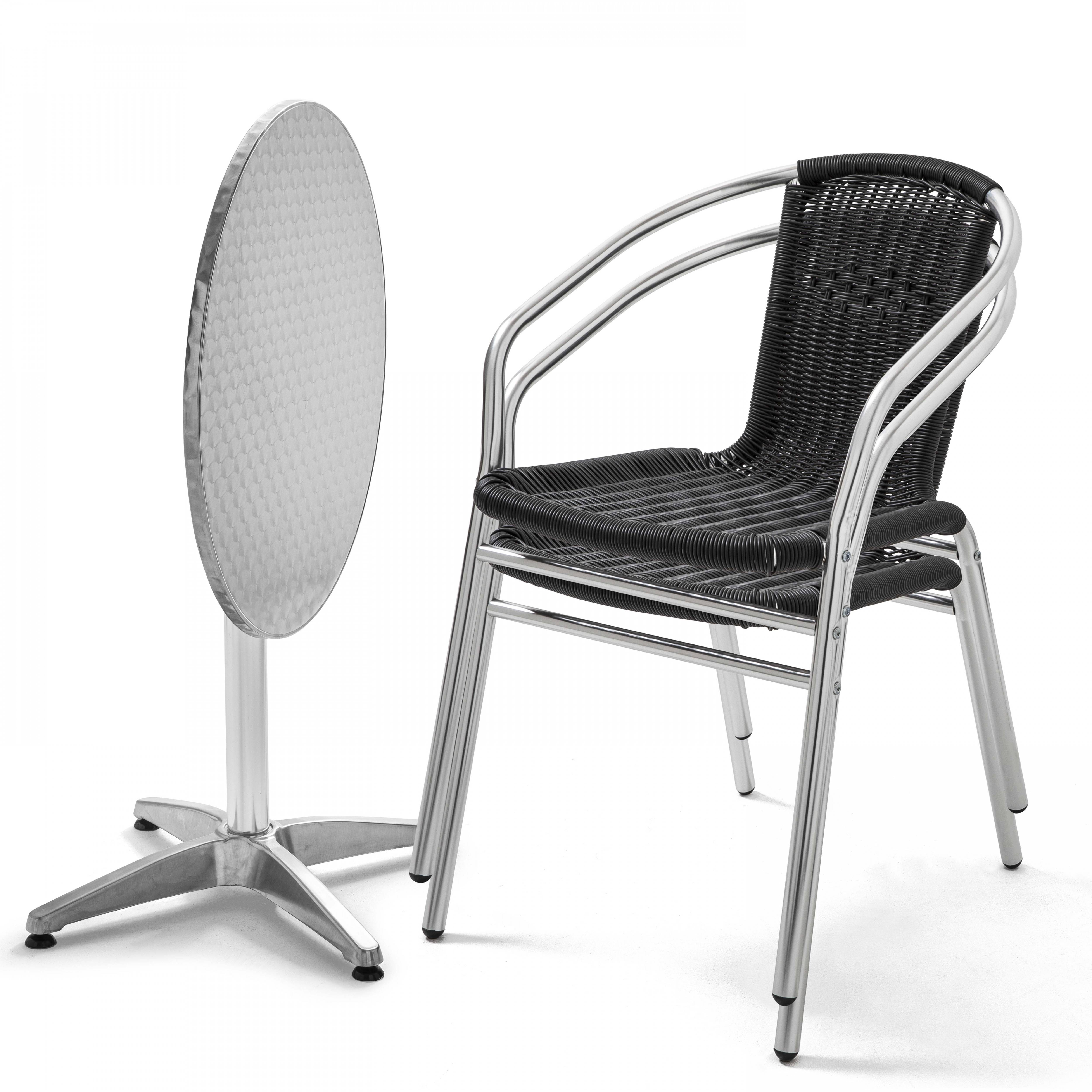 Oviala - Table et 2 fauteuils de jardin en aluminium noir Brixton - Oviala - Imagen 1