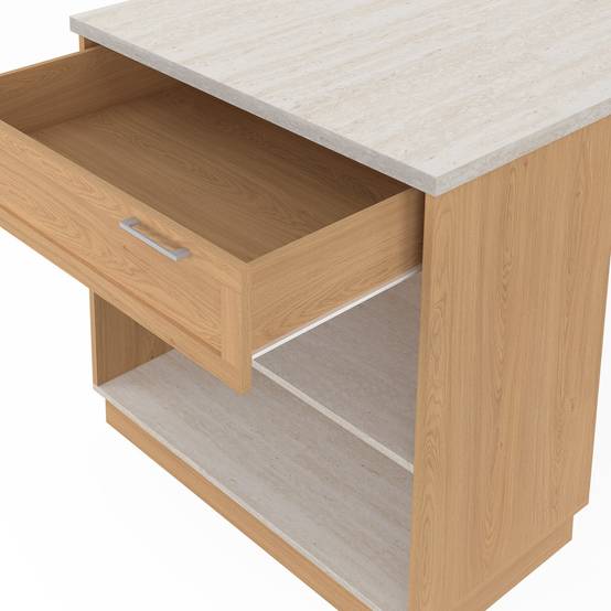 Ilot central mange-debout 4 personnes VITO 130 cm bois et plateau effet travertin - Image 6
