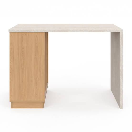 Ilot central mange-debout 4 personnes VITO 130 cm bois et plateau effet travertin - Image 3