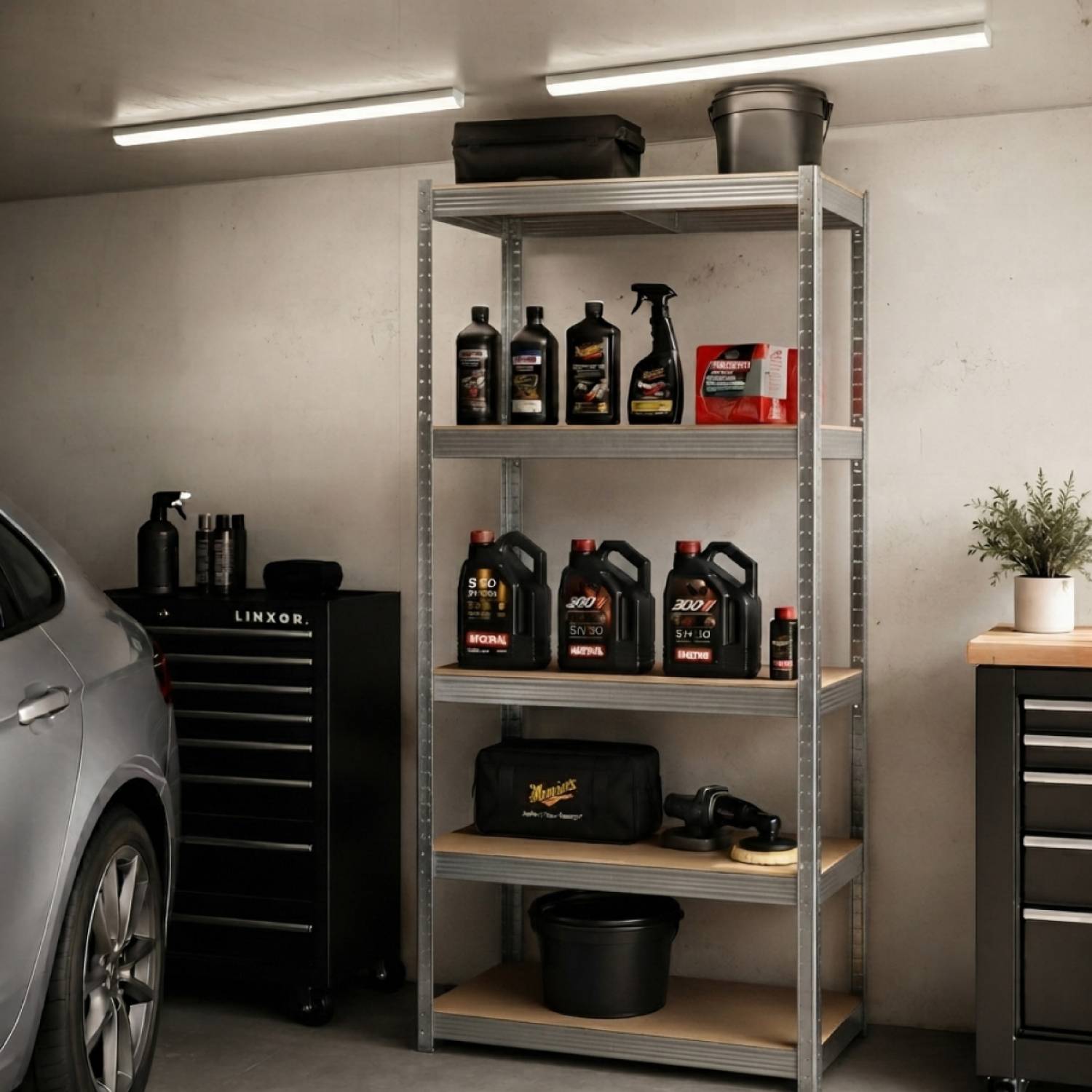 Linxor - Étagère de stockage, rangement, 5 niveaux - Métal - 180 x 110 x 40 cm - Charge maximale 875 kg - Gris - Linxor - Image 5