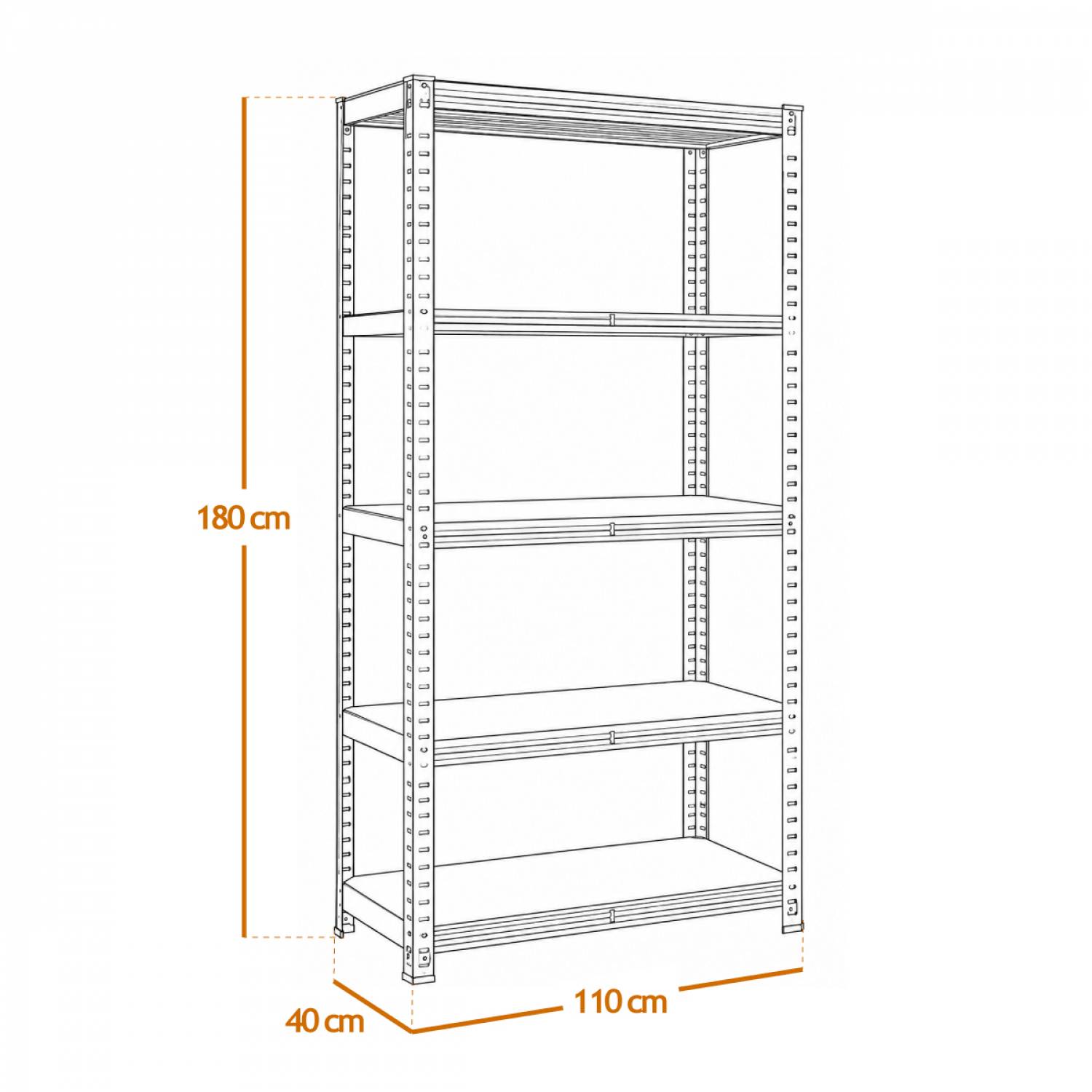 Linxor - Étagère de stockage, rangement, 5 niveaux - Métal - 180 x 110 x 40 cm - Charge maximale 875 kg - Gris - Linxor - Image 2